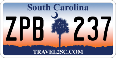 SC license plate ZPB237