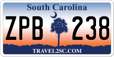 SC license plate ZPB238