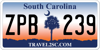 SC license plate ZPB239