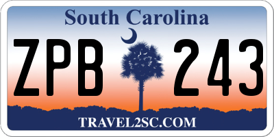 SC license plate ZPB243