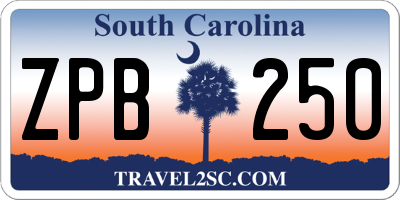 SC license plate ZPB250