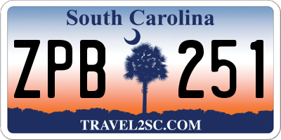 SC license plate ZPB251