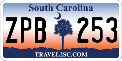 SC license plate ZPB253