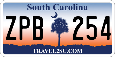 SC license plate ZPB254