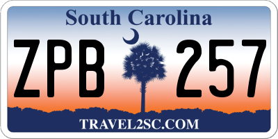 SC license plate ZPB257