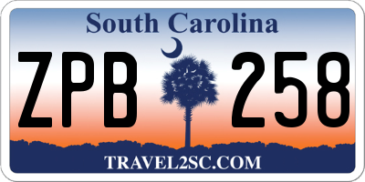 SC license plate ZPB258