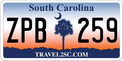 SC license plate ZPB259