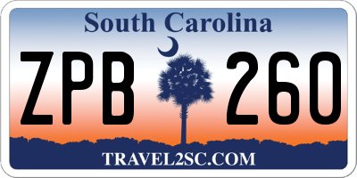 SC license plate ZPB260