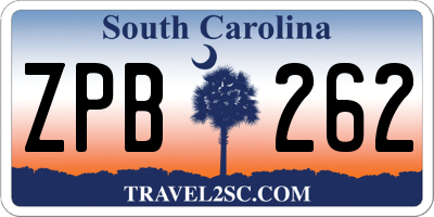 SC license plate ZPB262