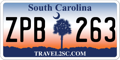 SC license plate ZPB263