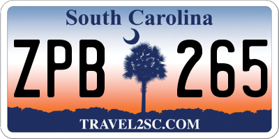 SC license plate ZPB265