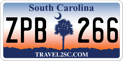 SC license plate ZPB266
