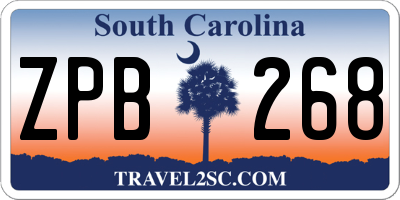 SC license plate ZPB268