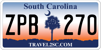SC license plate ZPB270