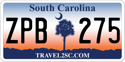SC license plate ZPB275