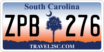 SC license plate ZPB276