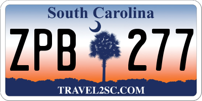 SC license plate ZPB277