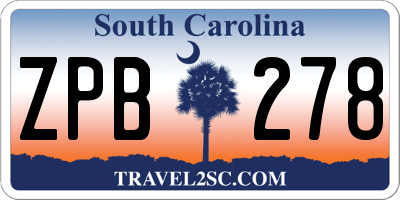 SC license plate ZPB278