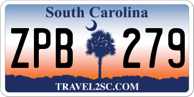 SC license plate ZPB279