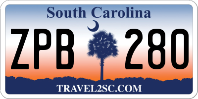SC license plate ZPB280