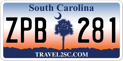 SC license plate ZPB281