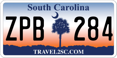 SC license plate ZPB284