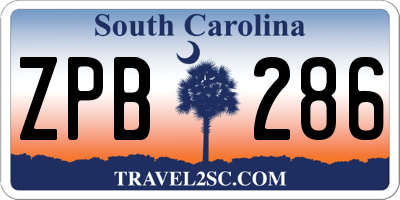 SC license plate ZPB286