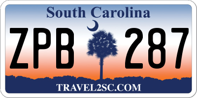 SC license plate ZPB287