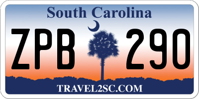 SC license plate ZPB290