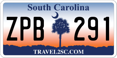 SC license plate ZPB291