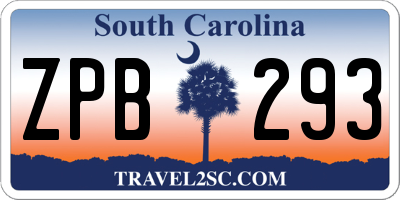 SC license plate ZPB293