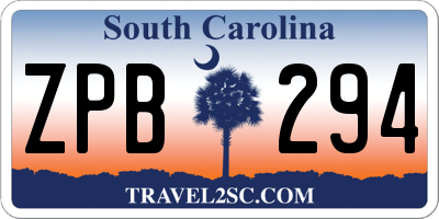 SC license plate ZPB294