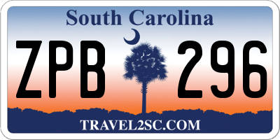 SC license plate ZPB296