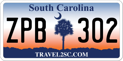 SC license plate ZPB302