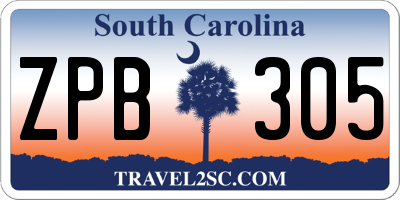 SC license plate ZPB305