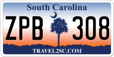 SC license plate ZPB308