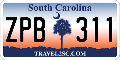 SC license plate ZPB311