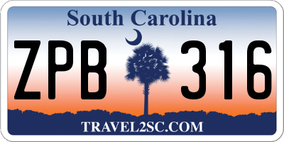 SC license plate ZPB316
