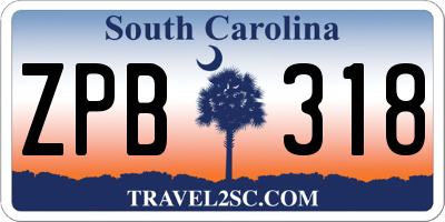 SC license plate ZPB318
