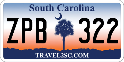 SC license plate ZPB322