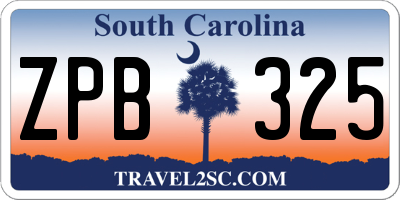 SC license plate ZPB325