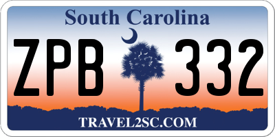 SC license plate ZPB332