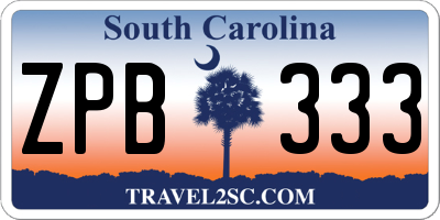 SC license plate ZPB333