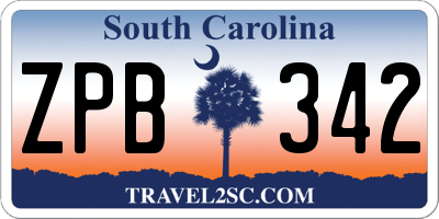 SC license plate ZPB342