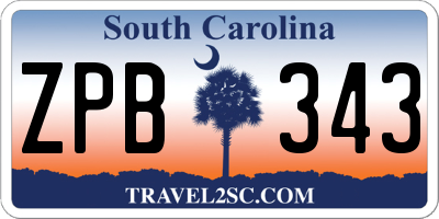 SC license plate ZPB343