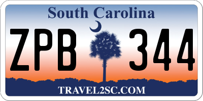 SC license plate ZPB344