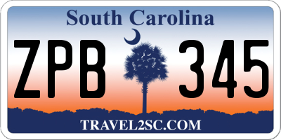 SC license plate ZPB345