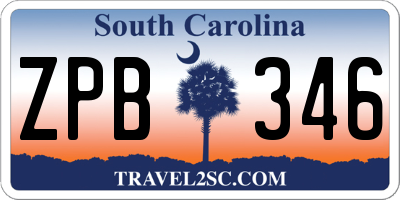 SC license plate ZPB346