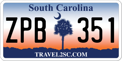 SC license plate ZPB351