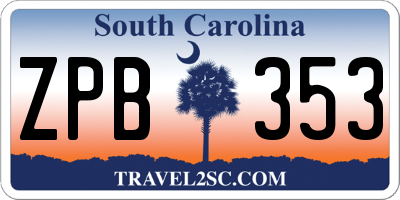 SC license plate ZPB353